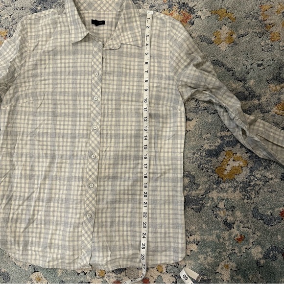 Talbots Light Gray Metallic Plaid Button Down Shirt Size Large - Picture 7 of 7